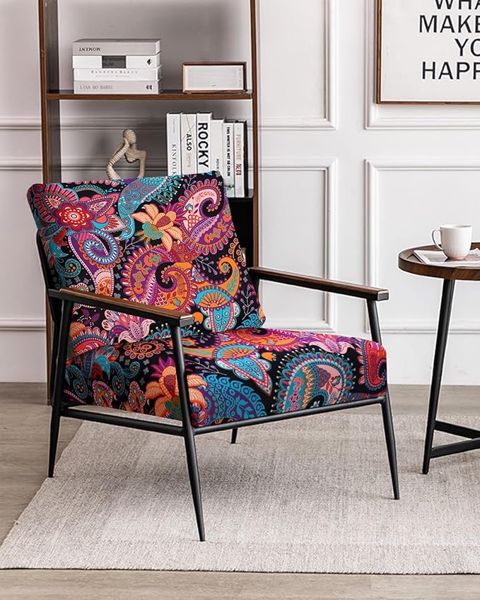 Fuloon Sofa Cushion Covers, Stretch Printed Seat Cushion Cover Couch Seat Slipcovers Washable Furniture Protector for Armchair Loveseat Sofa (Floral Deep-Purple, 3 PCS) - Image 5