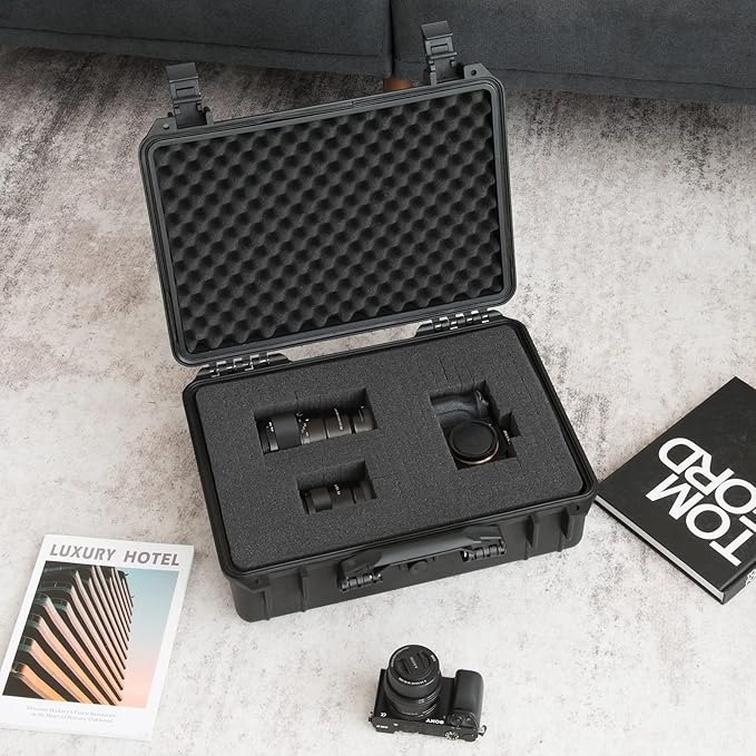 COSTWAY Waterproof Hard Case, 18.5-Inch Multi-Purpose Small Camera Dry Box with DIY Customizable Foam Insert, IP66 Rated Dustproof Shockproof, Portable Protective Case for Electronics, Drones, Black - Image 2