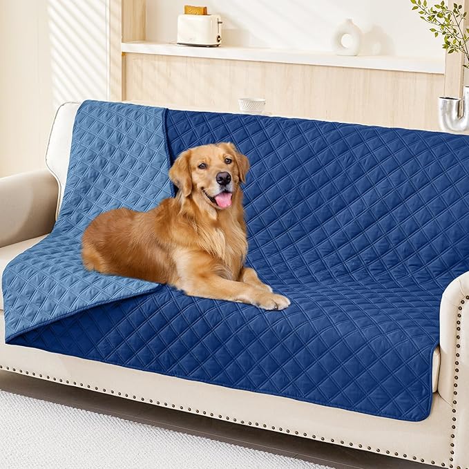 Smiry Waterproof Dog Bed Cover Pet Blanket, Soft Washable Dog Blanket for Furniture Bed Couch Sofa Reversible, Checkered (52"x82", Navy/Blue) by Smiry