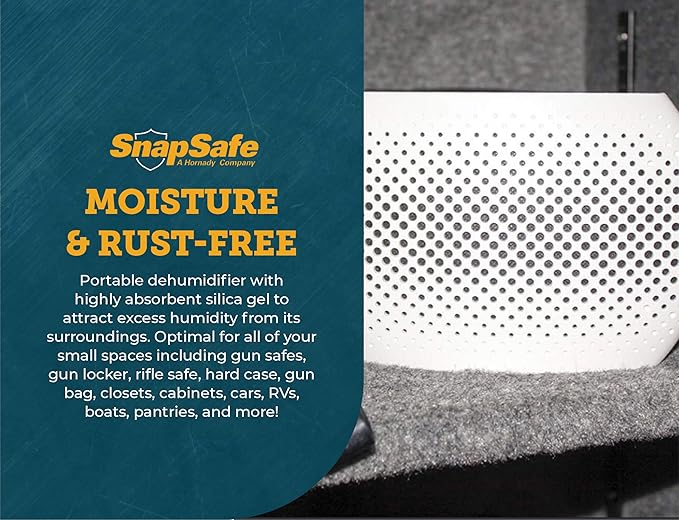 SnapSafe Rechargeable Dehumidifier Large, 75901 - Portable Moisture Absorbers for Gun Safes & Cabinets, Closets, & Pantries-Prevent Moisture Damage for Gun Safe Accessories, Firearms in Your Gun Vault - Image 7
