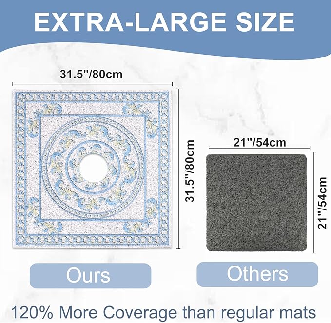 Square Shower Mat Non Slip: 32x32 Inch Extra Large Shower Mats with Drain Hole in Middle -Anti Slip Shower Mats for Inside Shower -Loofah Shower Floor Mat Bath Mat for Shower Stall Bathtub Elderly - Image 2