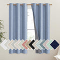NICETOWN Stone Blue Vintage Linen 100% Blackout Curtains for Dining Room, Thermal Insulated Curtains 45" Long, Noise Reducing Window Treatment Drapes for Kitchen, 42" Wide Per Panel, Set of 2 by NICETOWN