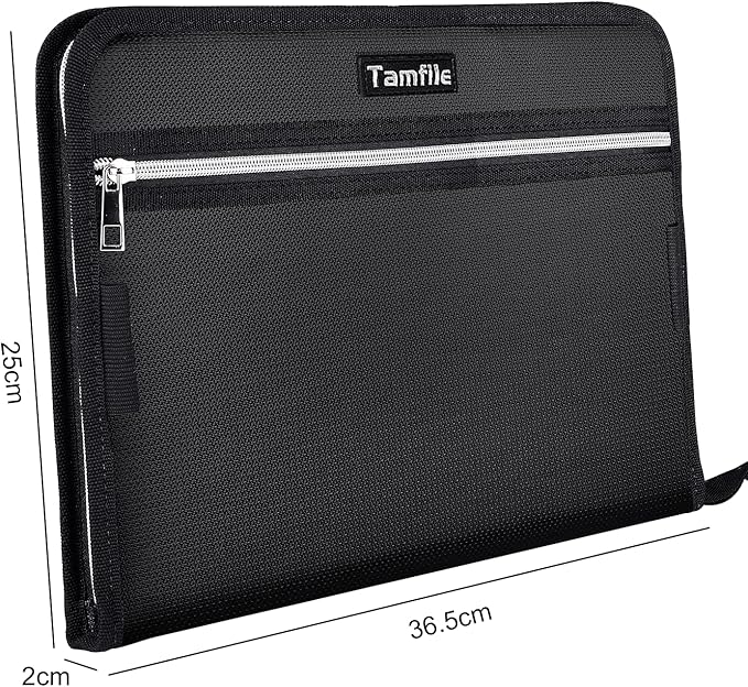 Fireproof Safe Accordion File Organizer Bag Folder,Waterproof Expanding Filing Folder with 14 Pockets, A4 Letter Size, Document Organizer Holder and Color Labels /2 Zipper (Black 14.3" x 9.8") - Image 5