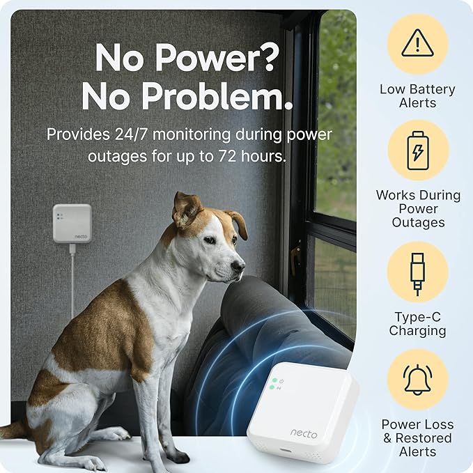 Necto Cellular Temperature Monitor - Remote Power Failure Alarm & Humidity Sensor with Unlimited Alerts. Temp Monitoring System for RV Pet Safety, Vacation Home, Server Room. No Fees or WiFi Required - Image 7