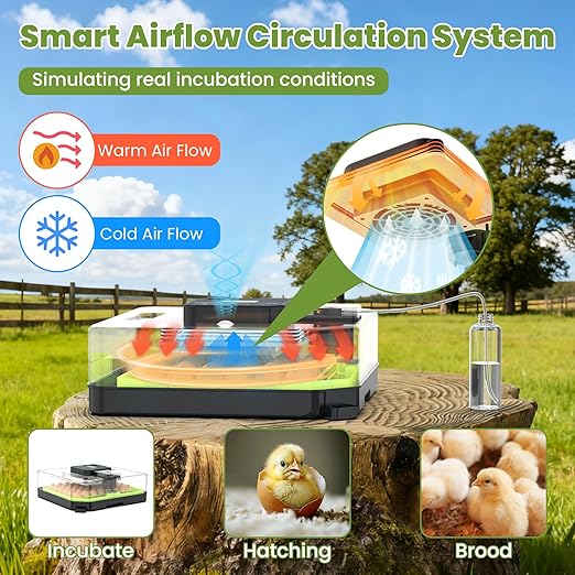 48 Egg Incubator for Hatching Eggs with Automatic Egg Turning, Temperature & Humidity Control, Egg Incubator with 360° View Window and Egg Candler, Incubator for Chicken, Duck, Quail Eggs - Image 3