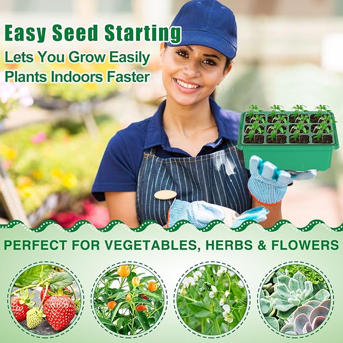 Apipi Seed Starter Tray with Grow Light & Heat Mat- 6 Pack 72 Cell Durable Easy Use Seed Starter Kit for New Gardener, Rapid Seedling Germination Kit with Humidity Domes for Plant Growing Propagation - Image 7