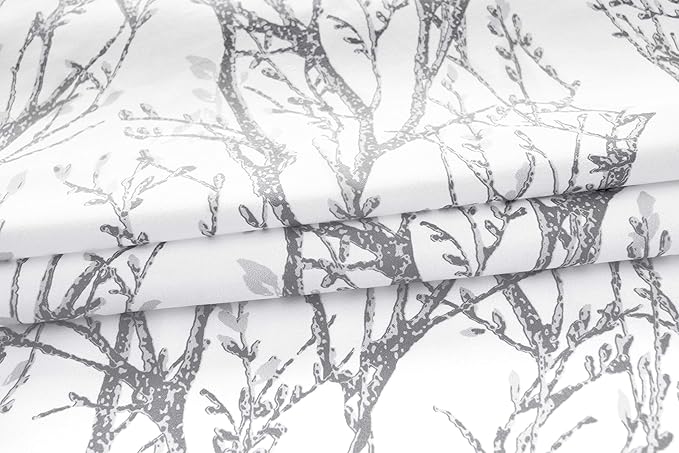 DriftAway Tree Branch Blackout Curtains Double Layer 90 Inches Long for Bedroom Printed Patterned Classic Thermal Insulated Summer Sound Lined Grommet Drapes for Living Room 2 Panels Gray/White - Image 7