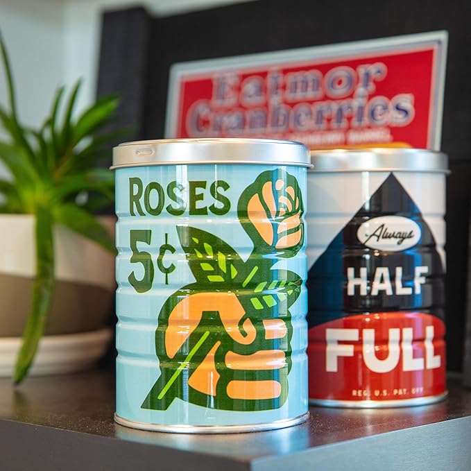 Retro Tin Can, Studio MPLS Designs, Collectable, Peel & Stick Valved End with Metal Lid, 8-12oz (4.0625 x 5.5 in) (Get a Grip Design) - Image 5