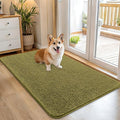 OLANLY Dog Door Mat for Muddy Paws 45x27, Absorbs Moisture and Dirt, Absorbent Non-Slip Washable Doormat, Quick Dry Chenille Mud Mat, Entry Indoor Entryway Carpet for Inside Floor, Willow Green by OLANLY