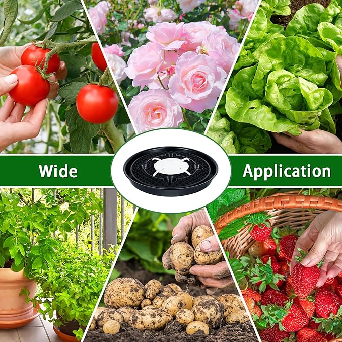 4 Pack 14'' Self-Watering Fabric Pot Base - Auto-Irrigation System Plant Saucer for 5 Gallon Fabric Pot, Auto Watering Plant Water Tray Self Watering System for Indoor Greenhouse Grow Tent Garden - Image 8