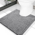 Smiry Luxury Chenille Toilet Rugs U-Shaped 20x20, Soft Absorbent Non-Slip Contour Bathroom Rugs for Toilet, Machine Washable Contoured Bath Mats, Grey by Smiry