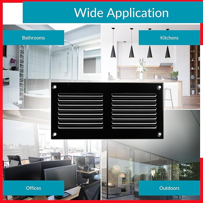 6x2 Vent Cover (Duct Opening) - Black HVAC Return Air Grille for Wall and Ceiling - Metal AC Vent Cover with Mesh - Rectangular Ventilation Register - External Dimensions: 7,87" W x 3.94" H - Image 7