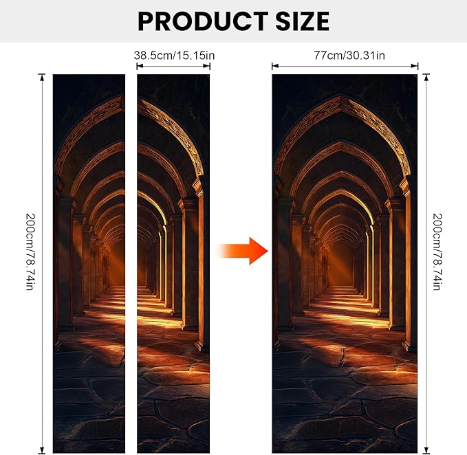 3D Door Decals Stickers, Peel Stick Wall Murals Vinyl Wallpaper Self-Adhesive Mural Door Covers Decorative for Furniture Home Decor Wrinkle-Resistant Waterproof - Image 3