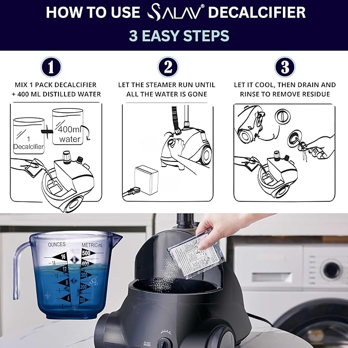 Garment Steamer Descaling Solution Decalcifier Packets for Mineral Deposits and Build-up Removal, Maintenance for Clothes, Works with all Garment Steamer Brands, Cleans Build Up, 10 packs - Image 3