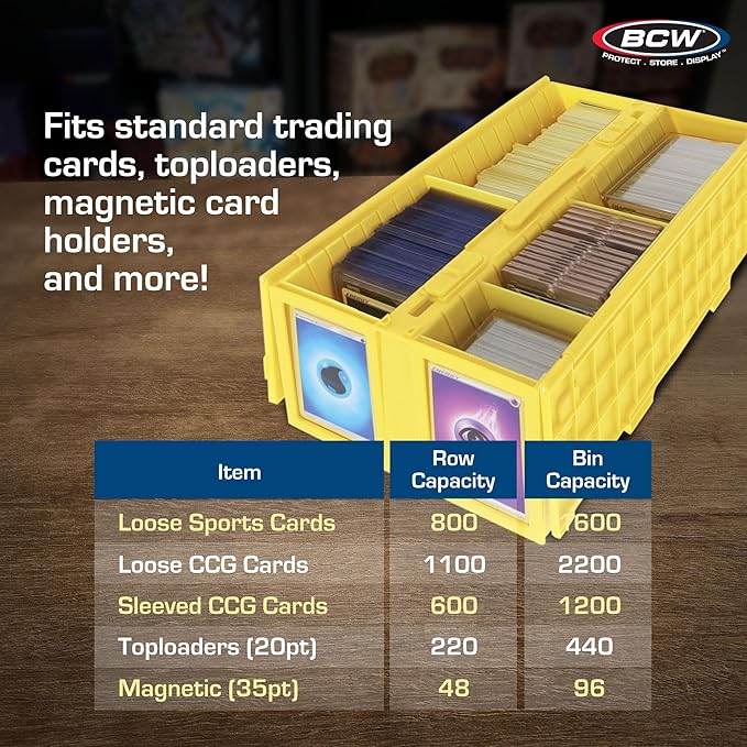 BCW Collectible Card Bin - Holds up to 1600 Cards - Yellow | Large Storage Box for Loose Trading Cards | Pokemon, MTG, and Storage Boxes - Pack of 2 - Image 5