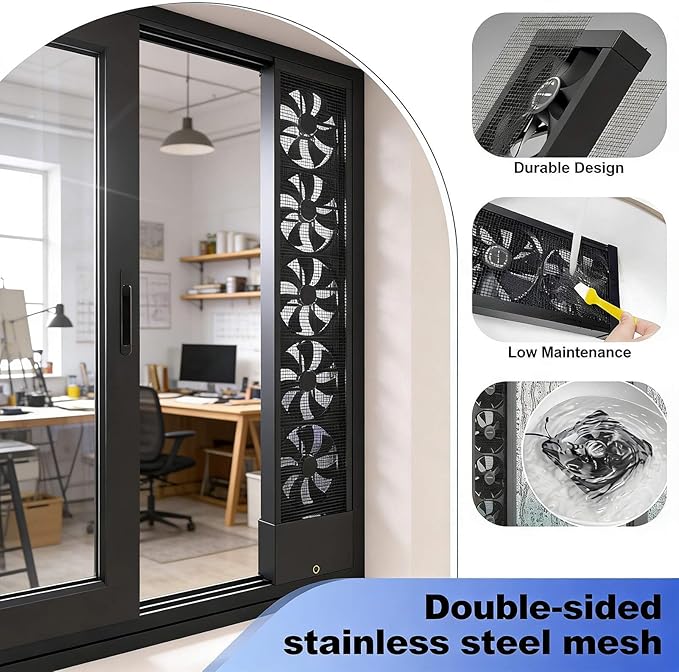 Vertical Window Exhaust Fan for Sliding Windows-Easy Tool-Free Installation, Adjustable Speed with Reversible Airflow, Slim Design for Bedroom Kitchen Office, Alternative to AC Fan and Household Fans - Image 7