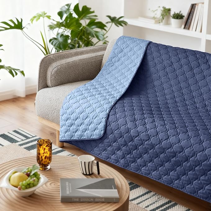 gogobunny 100% Double Sided Waterproof Dog Blanket Soft Pet Bed Cover Reversible Protect Furniture Couch Sofa Car for Puppy Large Dog Cat (Dark Navy/Light Navy, 82x120 Inch (Pack of 1)) - Image 5