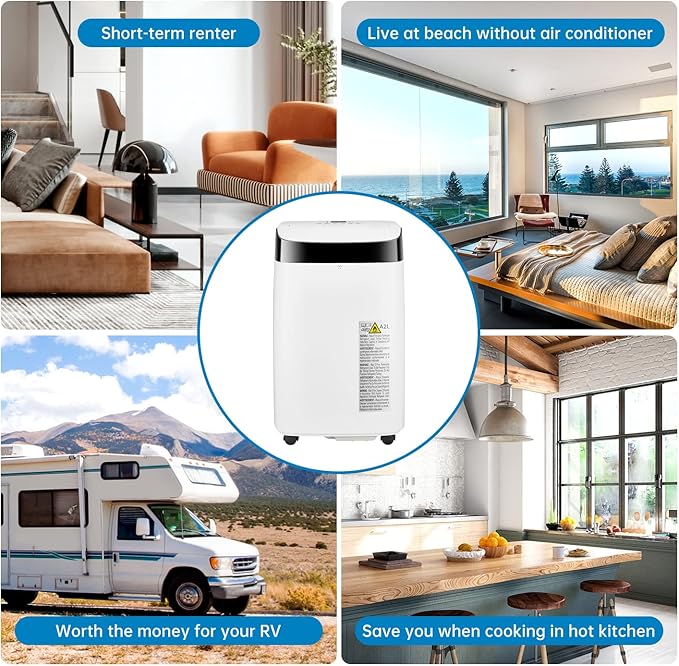 GarveeLife 10000 BTU Portable Air Conditioner – 3-in-1 AC with Remote, Dehumidifier & Fan, 3 Speeds, 24H Timer, Quiet, Cools Up to 450 Sq.Ft – Home, Office, Bedroom, Dorm – Black + White, US Standard - Image 8