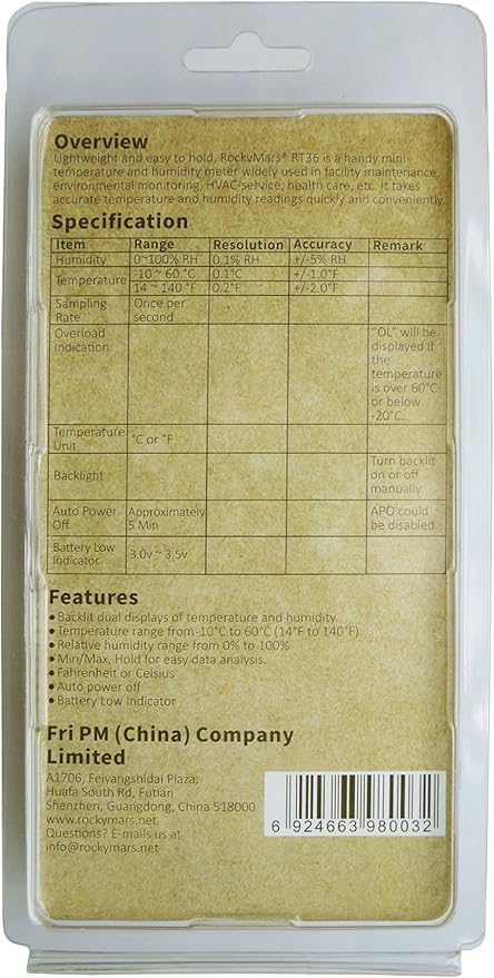 RT36 Temperature and Humidity Monitor Digital Hygrometer with Battery Low Indicator, LCD Display - Image 4