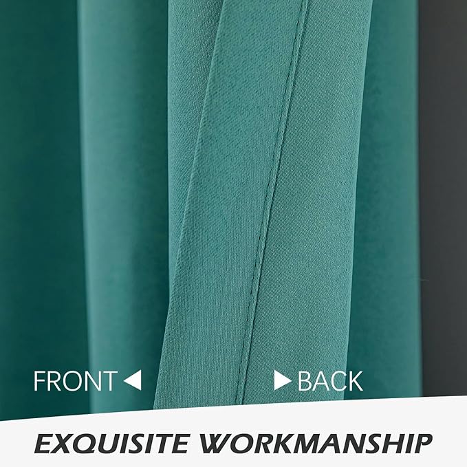 MYSKY HOME Teal Blackout Curtains 80 Inch Long for Living Room Bedroom Door Blue Closet Drapes Grommet Window Curtains Privacy Protect Room Darkening Single Panel Curtains, 52 x 80 Inch - Image 5