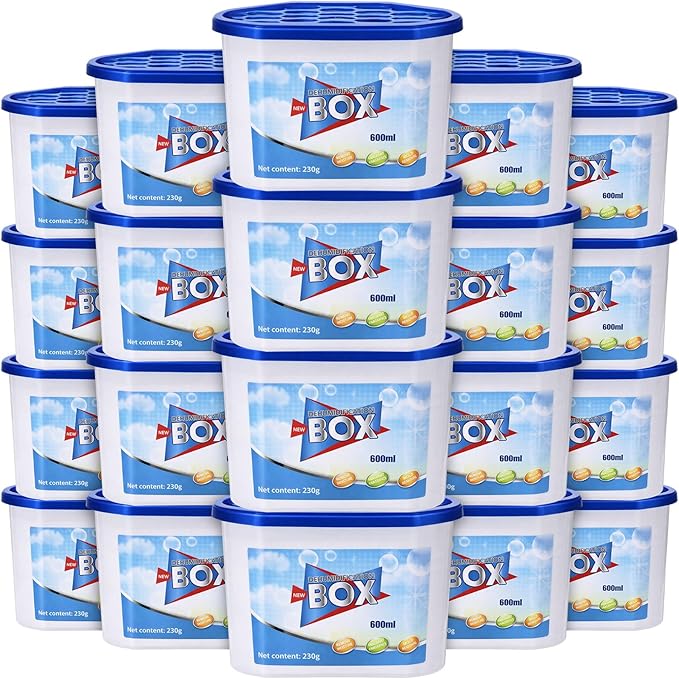 LemonRoad 20 Pack Moisture Absorbers 20 oz 600 ml Humidity Absorber Boxes Portable Compact Dehumidifier for Closet Bathroom Car Boats Kitchen Basement Odor Remover, 4.1 x 6.1 x 3.3 Inch by Unknown