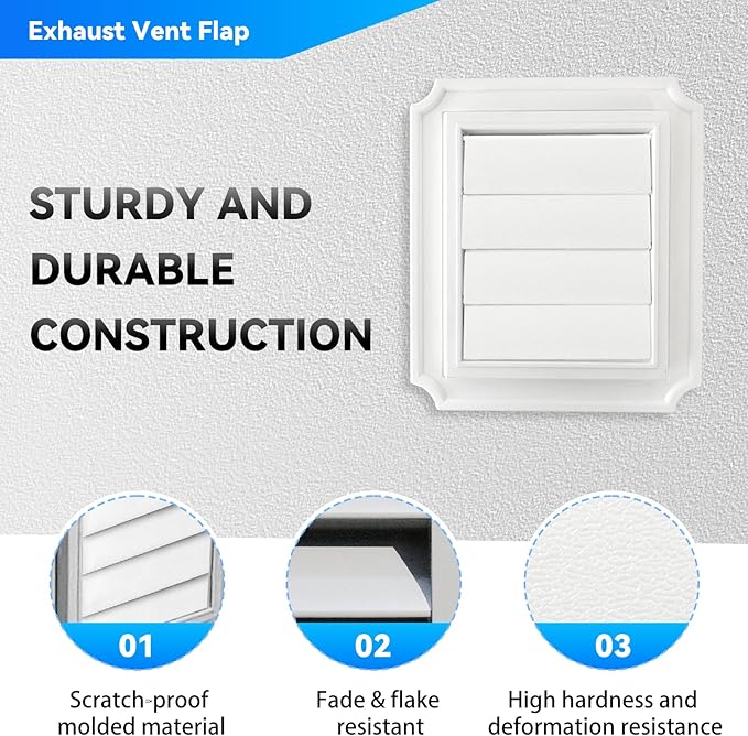Dryer Exhaust Vent Cover Panel Replacements - Premium Plastic Polymer for 4 inch Outdoor Dryer Vent Cover (4 Pack)] - Image 4