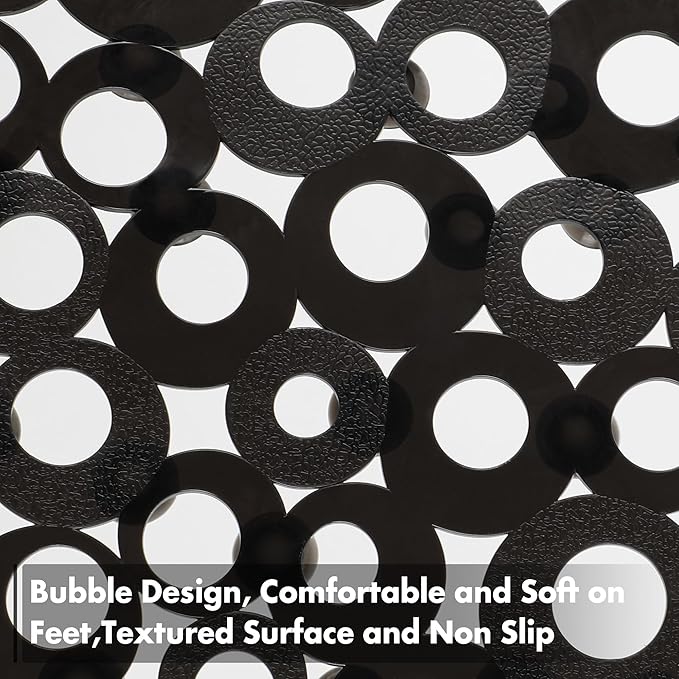 WELTRXE Oval Bathtub Mat Non Slip, Black Bubbles Bath Mats for Tub, Shower Mat with Drain Holes, Suction Cups, Machine Washable Bath Tub Mat, BPA, Latex, Phthalate Free for Bathroom, 27 x 14 Inch - Image 4