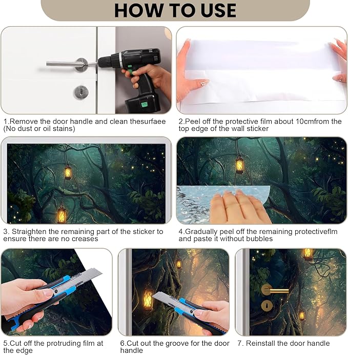 3D Door Stickers, Peel and Stick Vinyl Wallpaper ，Self-Adhesive Mural for Home Decor 30.3" W x 78.7" H (Forest Trail -2, 30.3" W x 78.7" H) - Image 5
