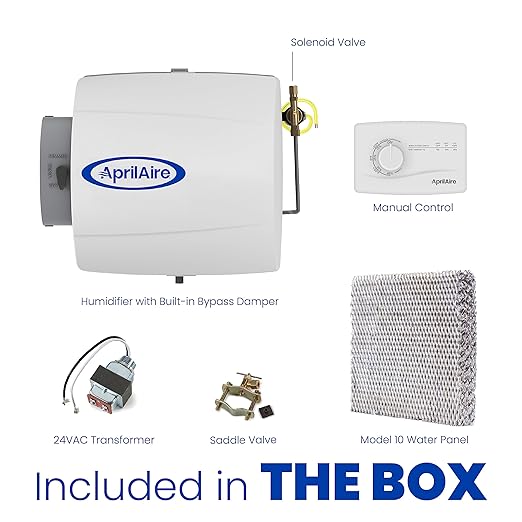 AprilAire 500M 12-gal. Whole-House Small Bypass Evaporative Humidifier with Manual Control for up to 3,600 sq. ft. + AprilAire Model 5843 Humidifier Installation Kit - Image 5