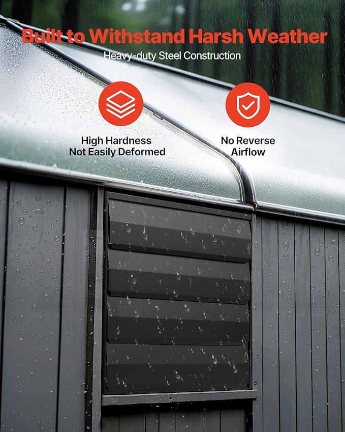 VEVOR 14 inch Exhaust Fan, Wall Mounted Attic Fan with Variable Speed, Temperature & Humidity Controller, 2000 CFM, Automatic Shutter - Image 4