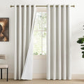 NICETOWN 100% Absolutely Blackout Linen Curtains with Thermal Insulated White Liner, Ivory, 62" Wide, 2 Pieces, Privacy Vertical Window Drapes for Office Laundry Living Room Windows 72 inch Long by NICETOWN