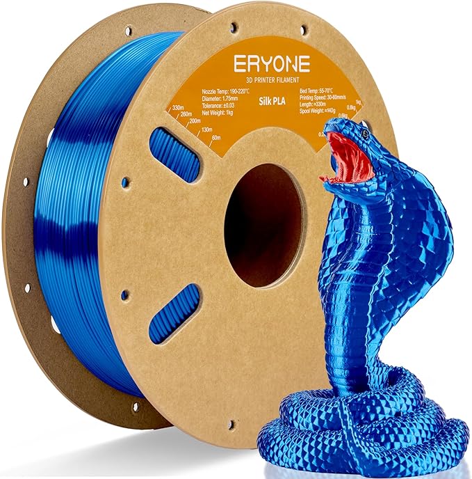 ERYONE Silk PLA Filament for 3D Printer, 1.75mm +/- 0.03mm, 1kg (2.1LBS)/Spool, Royal Blue by ERYONE