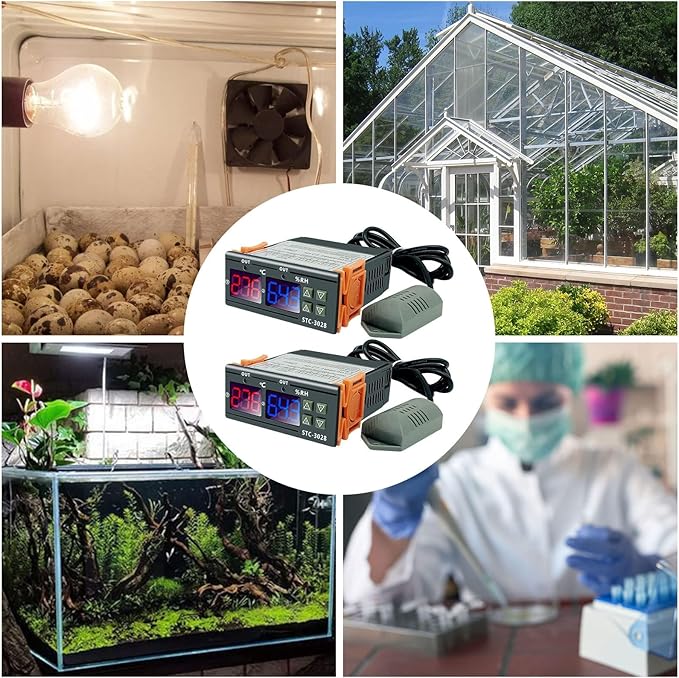 2Pcs All-Purpose Intelligent Digital Display Temperature and Humidity Controller with Dual Displays and Relay Outputs STC-3028 10A AC110~220V for Incubator Brooder Refrigerator Fermenter Greenhouse - Image 7