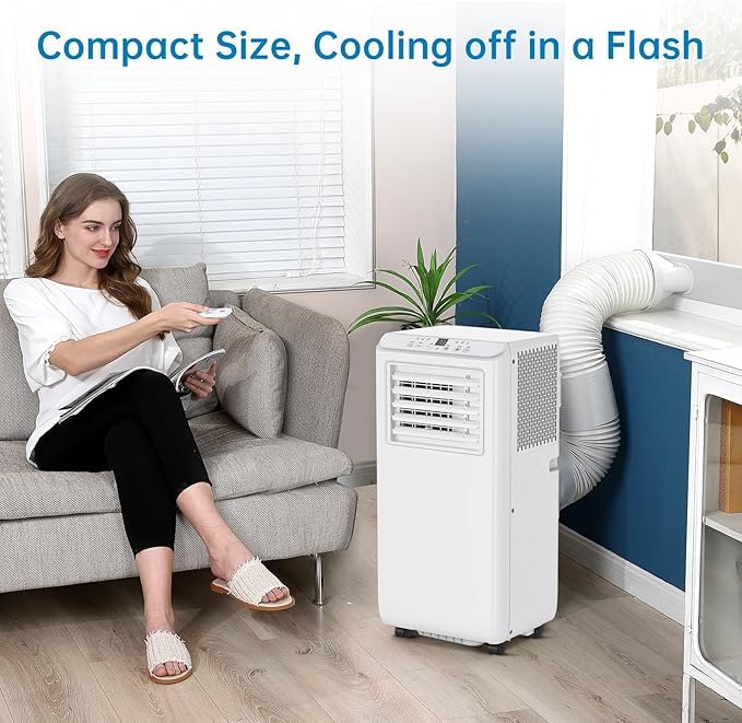 GarveeLife 10000 BTU Portable Air Conditioner, 3-In-1 AC Unit for Rooms Up to 450 Sq.Ft, with Dehumidifier, Fan, Remote Control, LED Display & Window Vent Kit, White - Image 6