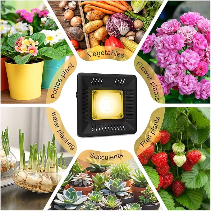 Waterproof 100W LED Grow Light Full Spectrum, CFGROW 3500K White COB LED Grow Light, Natural Heat Dissipation Without Noise, Suitable for Plants All Growing Stage Indoor or Outdoor. - Image 7