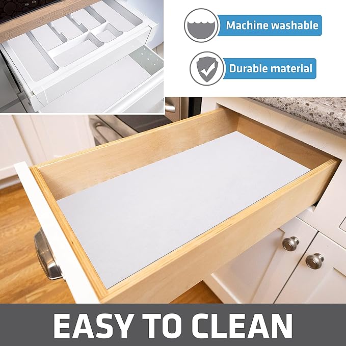 Drymate Premium Luxury Shelf & Drawer Liner, Thick Cushioned Fabric, Non-Adhesive, Absorbent, Waterproof, Slip-Resistant, Liners for Kitchen Cabinets, Cupboards (USA Made)(12”x59”)(24-Pack)(White) - Image 6