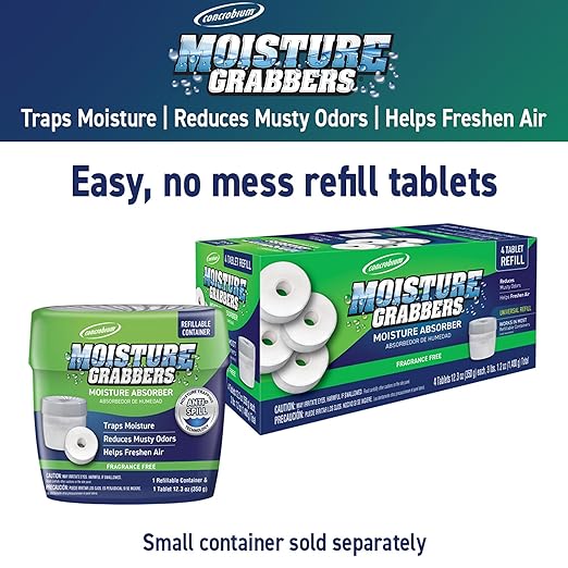 Concrobium 378489 Moisture Grabbers Moisture Absorber Refill Tablets, 4 Tablet Container - Image 2