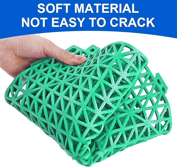 MYFAMIREA Modular Interlocking Cushion 12 Pack 11.8" x 11.8" Rubber Floor Tiles Non-Slip Splicing Drainage Mats for Deck, Pool, Outdoor Shower, Patio, Balcony, Indoor Bathroom, Kitchen, Yard (Green) - Image 3