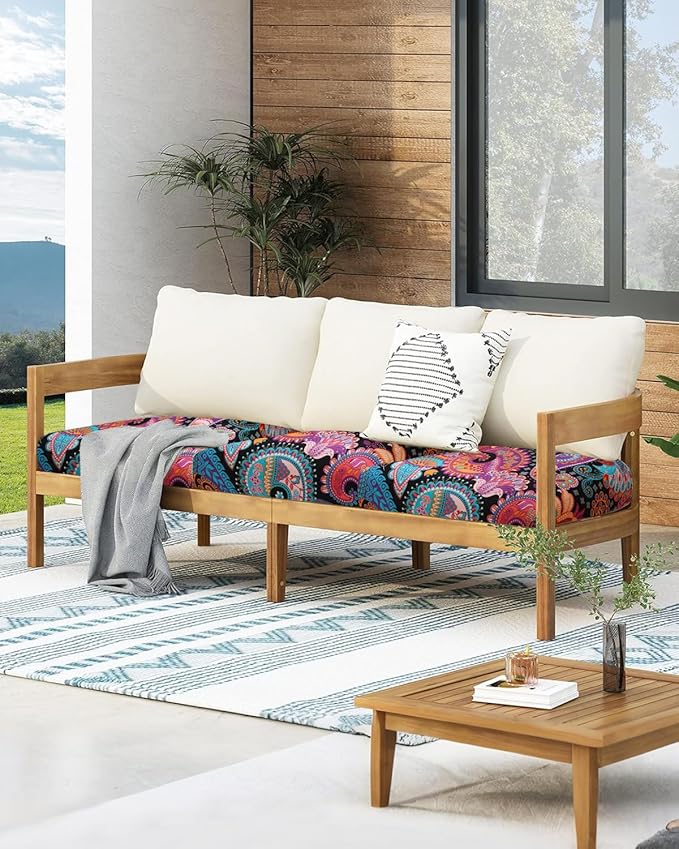 Fuloon Sofa Cushion Covers, Stretch Printed Seat Cushion Cover Couch Seat Slipcovers Washable Furniture Protector for Armchair Loveseat Sofa (Floral Deep-Purple, 3 PCS) - Image 7