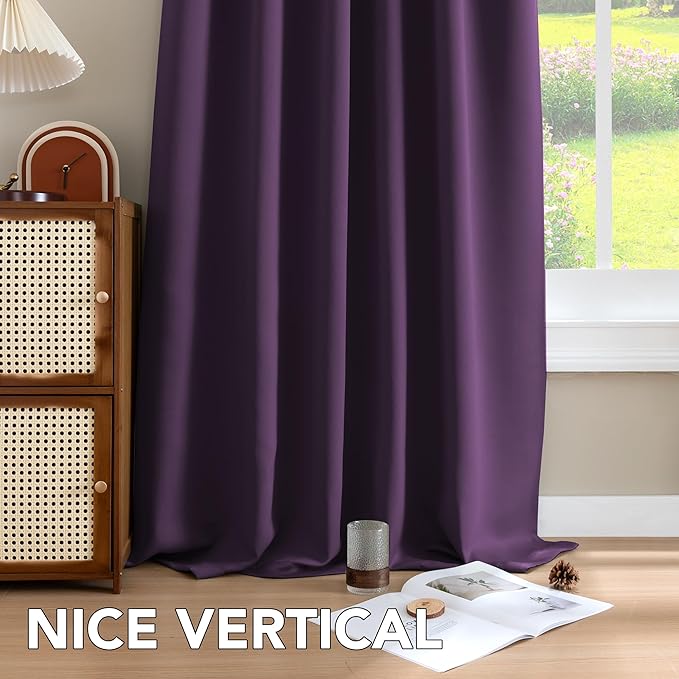 H.VERSAILTEX Blackout Curtains Thermal Insulated Window Treatment Panels Room Darkening Blackout Drapes for Living Room Back Tab/Rod Pocket Bedroom Draperies, 52 x 96 Inch, Plum Purple, 2 Panels - Image 8