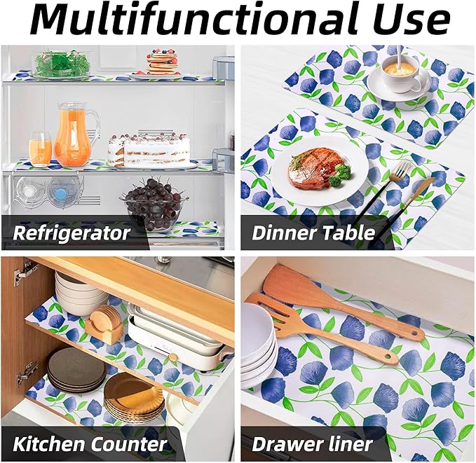 2 Rolls 18" W x 192" L Floral Drawer and Shelf Liner for Cabinets, Non-Adhesive Strong Grip Non-Slip Flower Shelf Cabinet Kitchen Shelf Liners for Kitchen Cabinets - Image 9