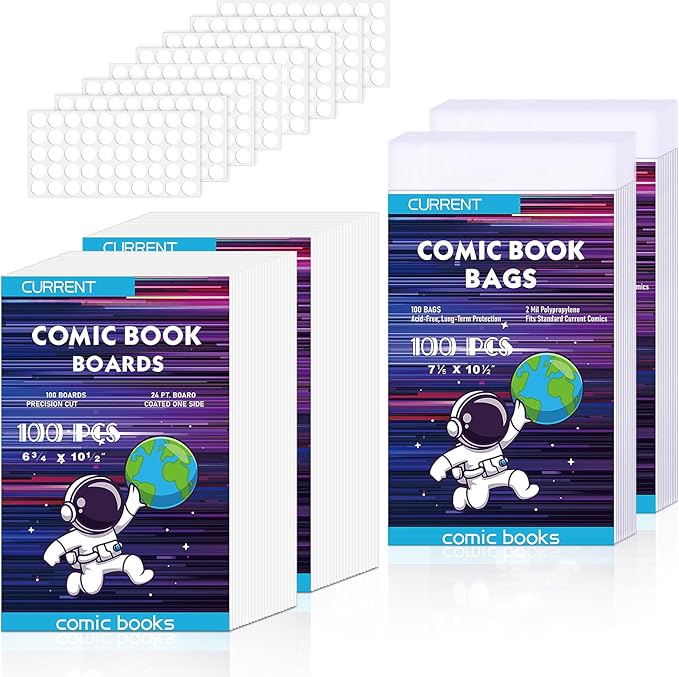 200 Pack Current Comic Book Bags and Boards, Thick Acid-Free Comic Books Backing Boards, Clear Book Sleeves Protector for Current Comics Storage and Protection by YSCare