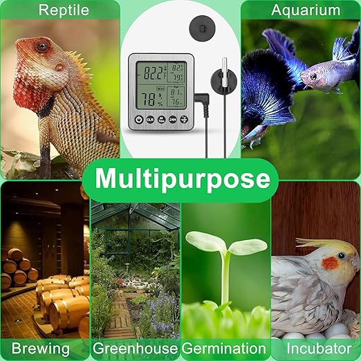 Digital Refrigerator Freezer Fridge Thermometer with Extra Sensor Digital Hygrometer max and min Before 24 Hours and All time Remember Reptile Tank Thermometer Hygrometer White zz20 - Image 8