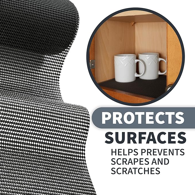 Shelf Drawer Liner Non-Adhesive Liners for Kitchen Cabinets Cupboard Pantry Non-Slip Waterproof Oil Proof Shelve Liners 12" x 20 ft Black Shelf Paper - Image 3