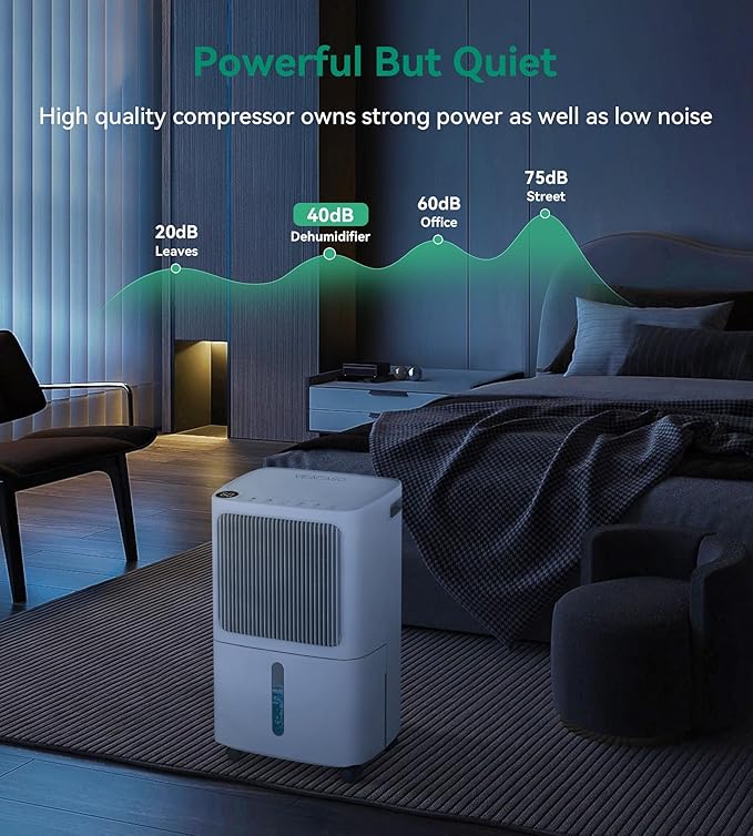 2500 Sq.Ft Dehumidifier for Basement with Drain Hose Max 34 Pints, Dehumidifiers for Home,Bathroom,Large Room, Bedroom, Three Modes, Intelligent Humidity Control, Dry Clothes, 24HR Timer - Image 7