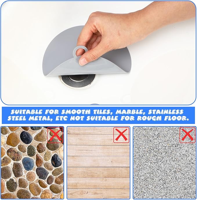 Yinkin 6 Pcs Drain Covers to Keep Bugs Out Silicone Shower Floor Tub Stoppers Bathtub Drain Stoppers Sewer Anti-Odor Mats Deodorizing Plugs for Bathroom(6 x 6 Inch,Round,Grey and White) - Image 4