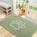 OLANLY Dog Door Mat for Muddy Paws 48x30, Paw Print Design, Absorbs Moisture and Dirt, Non-Slip Washable Doormat, Quick Dry Chenille Mud Mat for Dogs, Entry Indoor Entryway Carpet, Sage Green by OLANLY