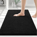 Smiry Luxury Chenille Bathroom Rugs 24x16, Extra Soft and Absorbent Shaggy Bath Mat, Machine Washable, Non-Slip Plush Carpet Runner for Tub, Shower, and Floor, Home Decor Accessories, Black by Smiry