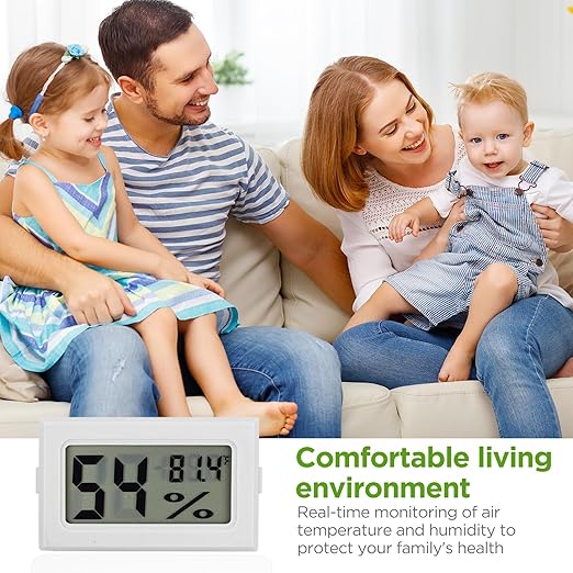 12 Pack Mini Hygrometer Digital Electronic Temperature Humidity Meters Gauge Indoor Thermometer Hygrometer LCD Display Fahrenheit (℉) for Guitar Case,Greenhouse, Garden, Cellar, Closet (White) - Image 5