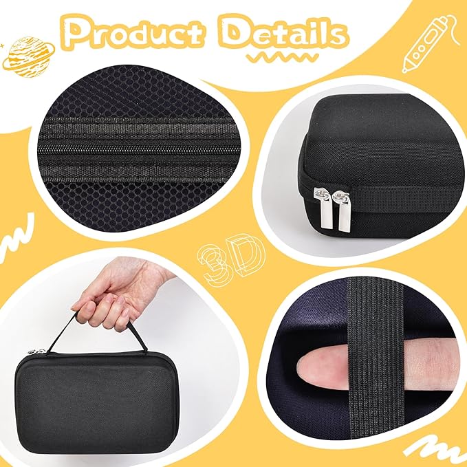 Case Compatible with 3Doodler Start+ Essentials for 3D Pen Set for Kids, Carrying Holder Fit for Printing Pens, Storage Organizer for Printing Filament Refill, Micro-USB Charger (3D-02-Black) - Image 3